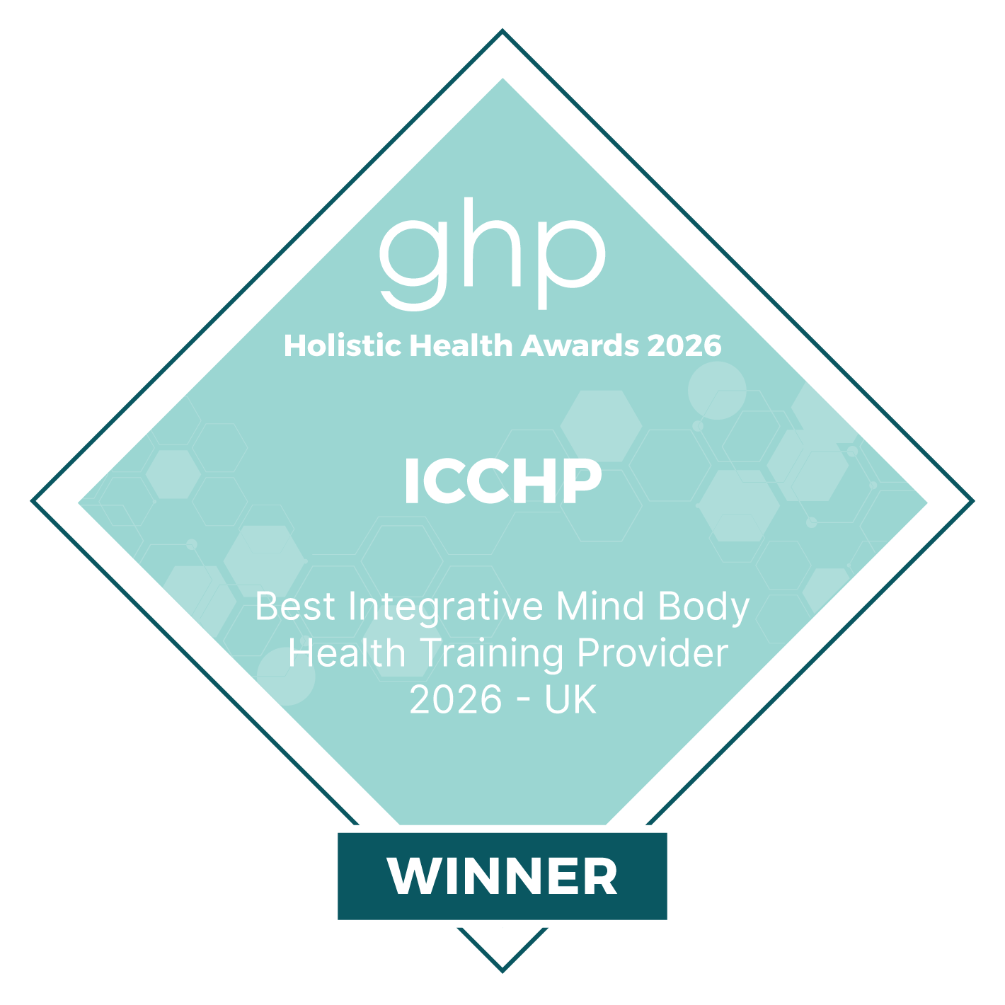 ICCHP wins the Best Integrative Mind Body Health Training Provider award at the GHP Holistic Health Awards 2026 in the UK.