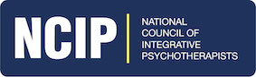 Logo of the National Council of Integrative Psychotherapists (NCIP) featuring bold text and a blue background.